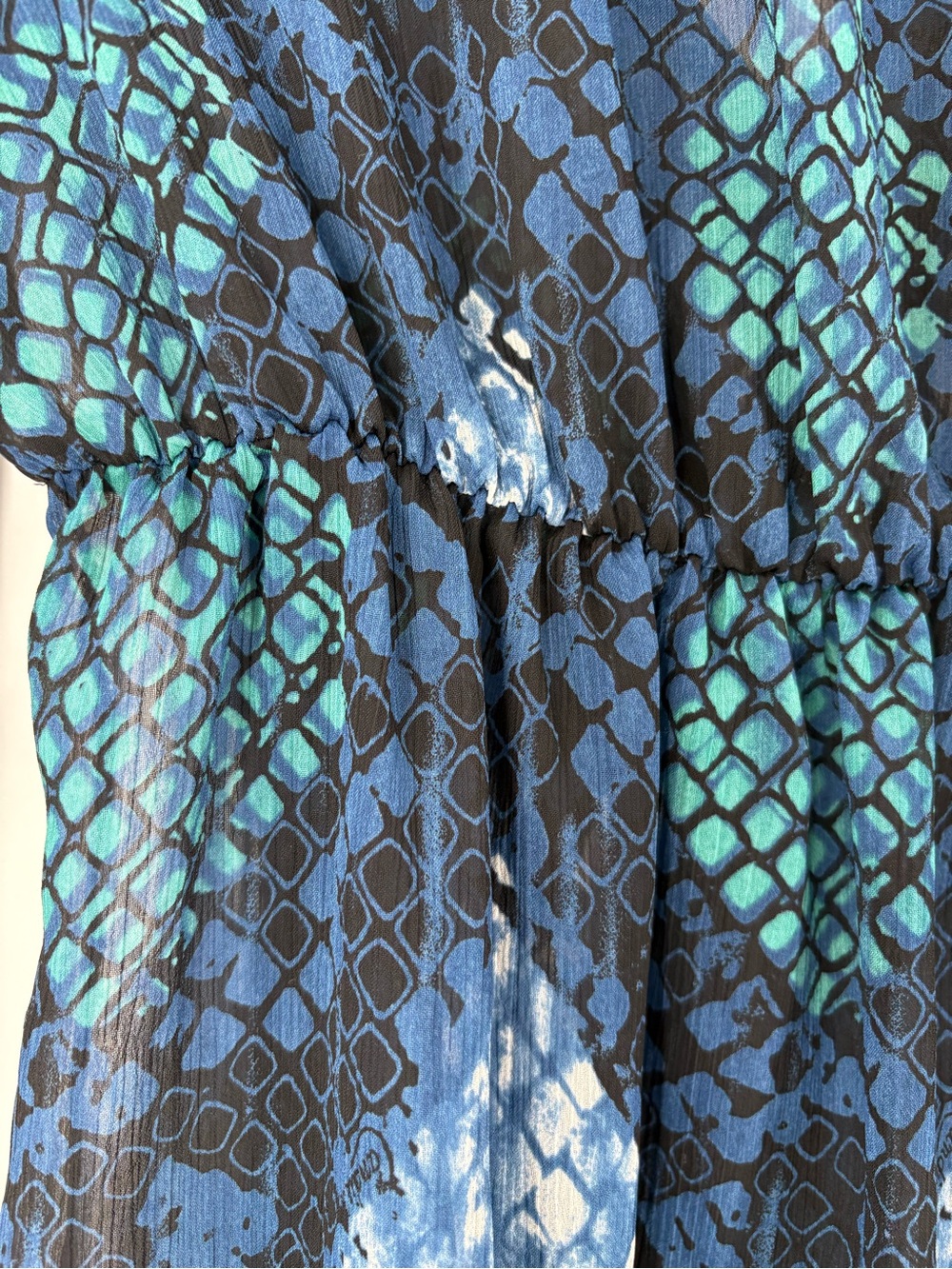 VTG Candie's Y2K Sheer Blue Dark Fairy 70’s Ruffle Romantic Dress Size Large - Picture 11 of 13